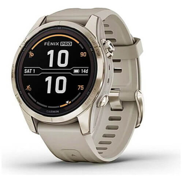 Смарт-годинник Garmin Fenix 7S Pro Sapphire Solar Soft Gold with Light Sand Band (010-02776-14/15) ГАРАНТІЯ 3 міс.