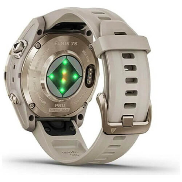 Смарт-годинник Garmin Fenix 7S Pro Sapphire Solar Soft Gold with Light Sand Band (010-02776-14/15) ГАРАНТІЯ 3 міс.