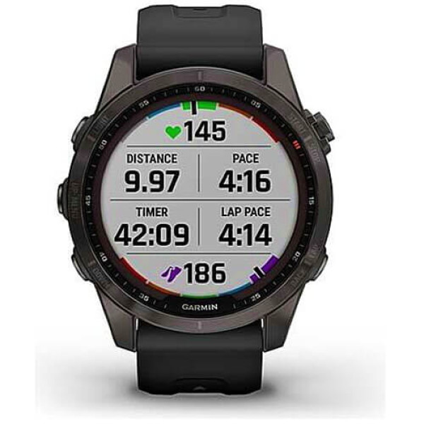 Смарт-годинник Garmin Fenix 7S Sapphire Solar Carbon Grey DLC Titanium with Black Band (010-02539-25) ГАРАНТІЯ 3 міс.