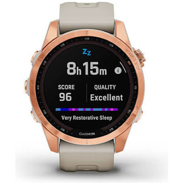 Смарт-годинник Garmin Fenix 7S Solar Rose Gold with Light Sand Band (010-02539-10/11) ГАРАНТІЯ 12 міс.