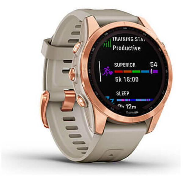 Смарт-годинник Garmin Fenix 7S Solar Rose Gold with Light Sand Band (010-02539-10/11) ГАРАНТІЯ 3 міс.