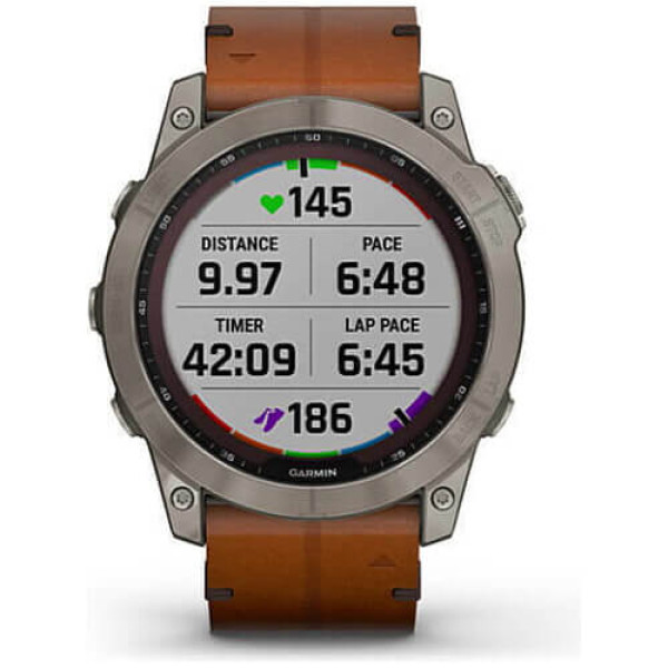 Смарт-годинник Garmin Fenix 7X Sapphire Solar Titanium with Chestnut Leather Band (010-02541-19) ГАРАНТІЯ 3 міс.