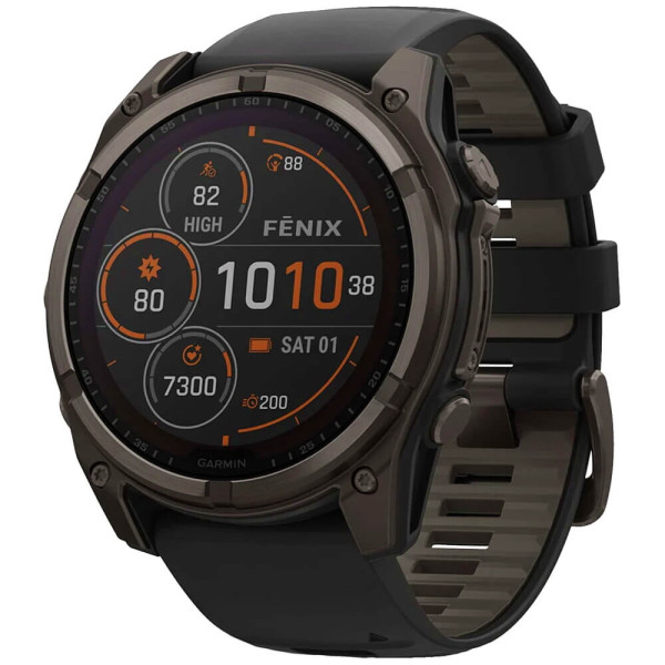 Смарт-годинник Garmin Fenix 8 47mm Solar Sapphire Carbon Gray DLC Titanium w. Black/Pebble Gray S. Band (010-02906-10/11) ГАРАНТІЯ 3 міс.