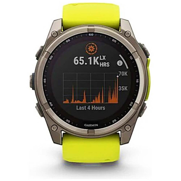 Смарт-годинник Garmin Fenix ​​8 51mm Solar Sapphire Titanium w. Amp Yellow/Graphite Silicone Band (010-02907-20/21) ГАРАНТІЯ 12 міс.