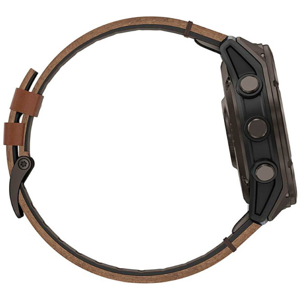 Смарт-годинник Garmin Fenix ​​8 Pro 47мм AMOLED Carbon Gray DLC Titanium with Chestnut Leather Band (010-03198-40) ГАРАНТІЯ 3 міс.