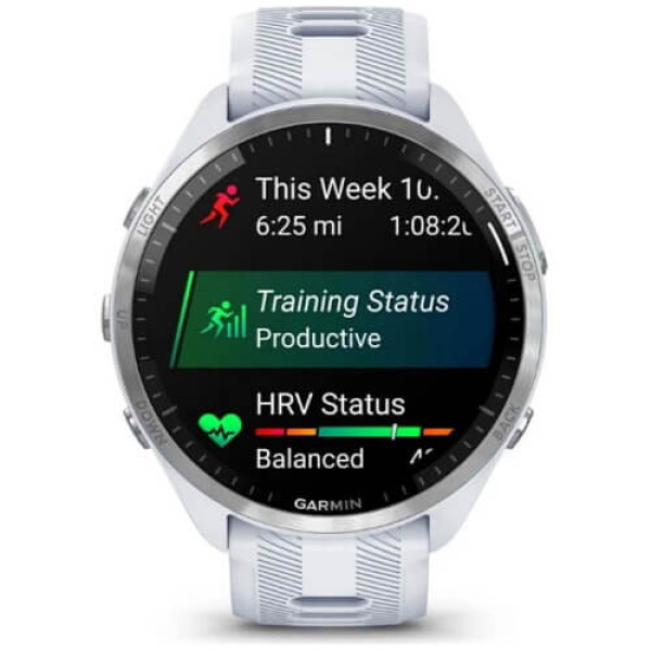 Смарт-годинник Garmin Forerunner 965 Titanium Bezel with Whitestone Case та Whitestone/Powder Gray Silicone Band (010-02809-01)
