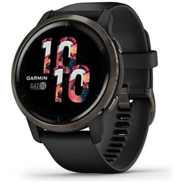 Смарт-годинник Garmin Venu 2 Slate Stainless Steel Bezel with Black Case and Silicone Band (010-02430-11/01) ГАРАНТІЯ3 міс.
