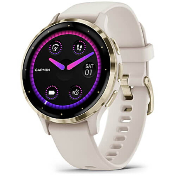 Смарт-часы Garmin Venu 3S Soft Gold S. Steel Bezel with Ivory Case and S. Band (010-02785-04/54) ГАРАНТІЯ 12 міс.