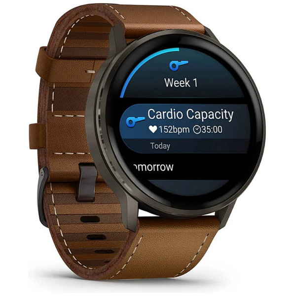 Смарт-годинник Garmin Venu 4 45 mm Slate with Brown Leather Band (010-03014-03) ГАРАНТІЯ 3 міс.