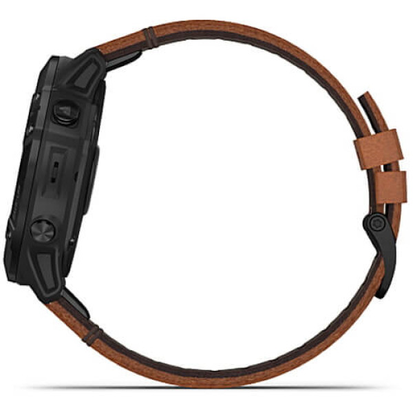 Смарт-годинник Garmin Fenix 6X Pro Sapphire Black DLC with Chestnut Leather Band (010-02157-14) ГАРАНТІЯ 3 міс.
