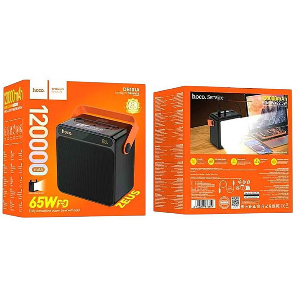 Зовнішній акумулятор Hoco DB101A Zeus 120000mAh 65W Black