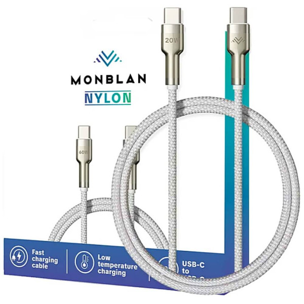 Кабель Monblan USB-C to USB-C 60W Nylon Series (Starlight)