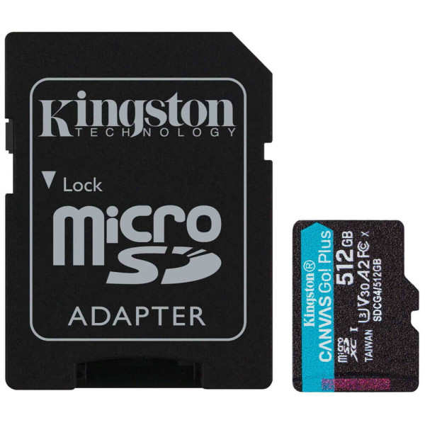 Карта пам'яті Kingston Canvas Go Plus Class 10 UHS-I U3 V30 A2 Micro SDXC 512GB with adapter (SDCG4/512GB)