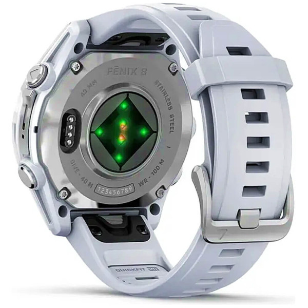 Смарт-годинник Garmin Fenix ​​8 43mm AMOLED Silver with Whitestone Silicone Band (010-02903-00) ГАРАНТІЯ 3 міс.