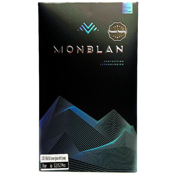 Захисне скло Monblan для iPhone 12/12 Pro 2.5D Anti Peep 0.26mm (Black)