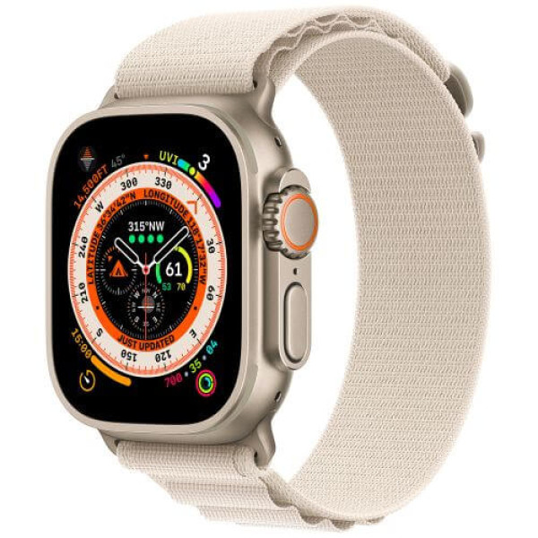 Apple Watch Ultra Titanium Case with Starlight Alpine Loop - Small (MQEY3/MQFQ3) (OPEN BOX)