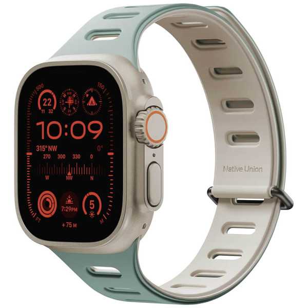 Ремінець Native Union Active Magnetic Band Slate Green for Apple Watch 44/45/46/49mm (ACTBAND-AW-L-GRNS)