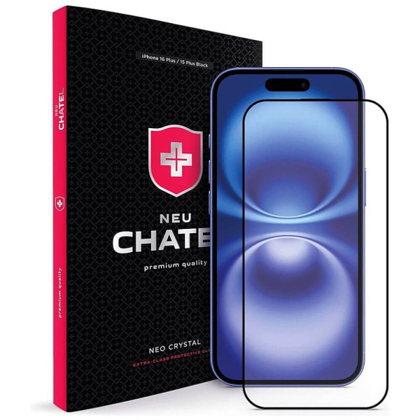 Захисне скло NEU Chatel Corning Gorilla Glass with Mesh for iPhone 16 Plus/15 Plus Front Black (NEU3D16+B)