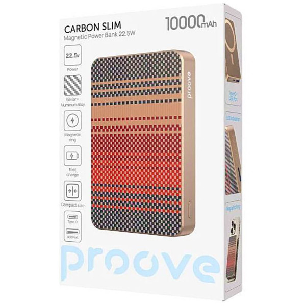 Зовнішній акумулятор Proove Carbon Slim 10000mAh 22.5W/Qi 15W Glowrise (PBCS22110052)