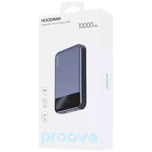 Зовнішній акумулятор Proove Hoodman Magnetic 10000mAh 20W Gray (PBH120010003)