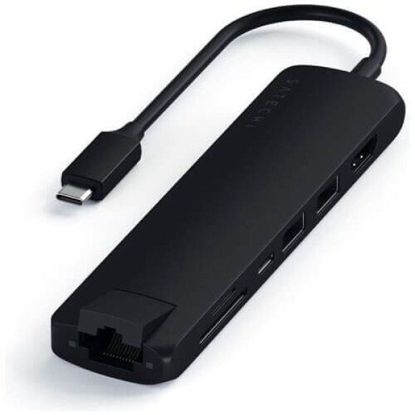Хаб Satechi Aluminum Type-C Slim Multi-Port with Ethernet Adapter Black (ST-UCSMA3K)
