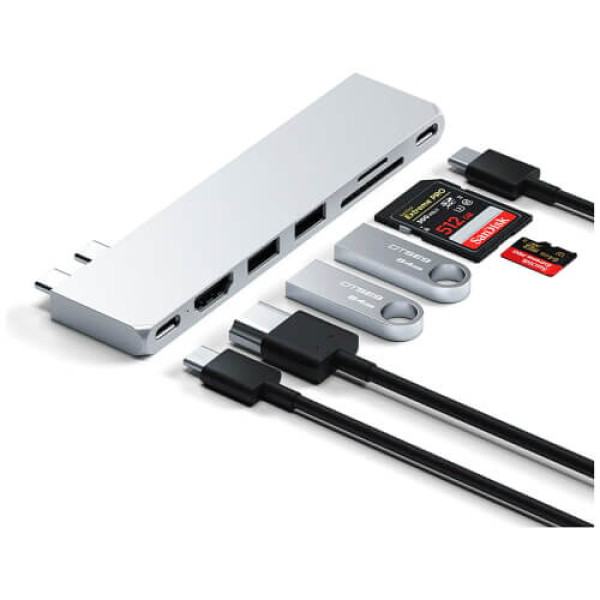Хаб Satechi Aluminum USB-C Pro Hub Slim Adapter Silver (ST-HUCPHSS)