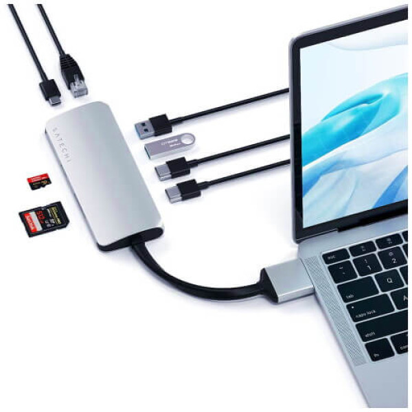 Перехідник Satechi Aluminum Type-C Dual Multimedia Adapter Silver (ST-TCDMMAS)