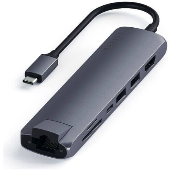 Хаб Satechi Aluminum Type-C Slim Multi-Port with Ethernet Adapter Space Gray (ST-UCSMA3M)