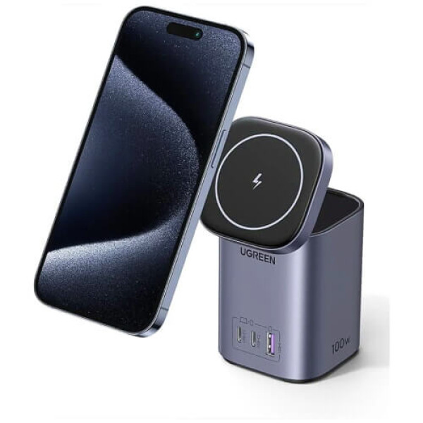 Мережевий/бездротовий зарядний пристрій устройство Ugreen CD342 Space Gray GAN 100W (EU) (UGR-15076)