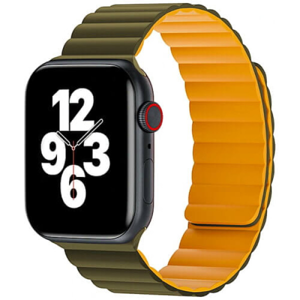 Ремінець WIWU for Apple Watch 42/44/45/49mm Magnetic Silicone Band Series (Army green-Yellow) (Wi-WB001)