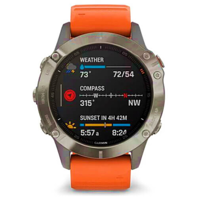 Смарт-годинник Garmin Fenix 6 Pro Titanium with Ember Orange Band (010-02158-14/15) ГАРАНТІЯ 3 міс.