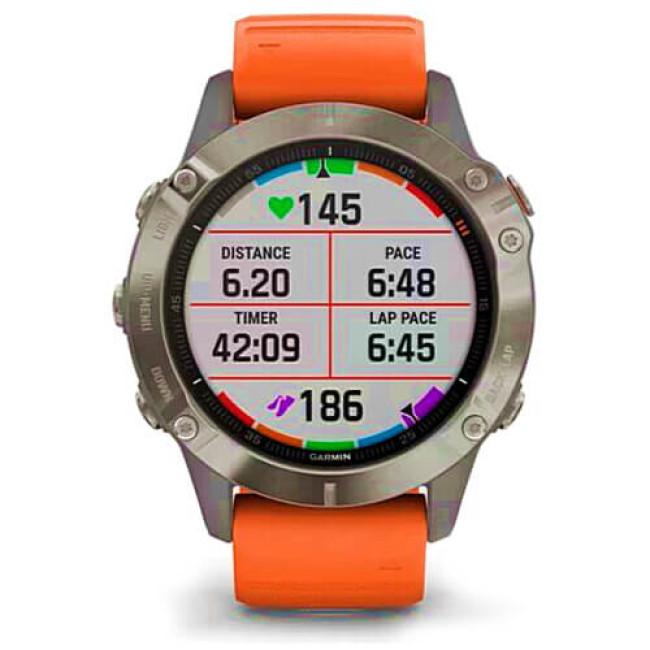 Смарт-годинник Garmin Fenix 6 Pro Titanium with Ember Orange Band (010-02158-14/15) ГАРАНТІЯ 3 міс.