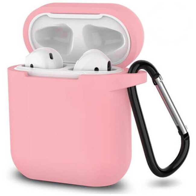 Чохол для навушників Blueo Liquid Silicon+Metal Hook Case for AirPods Paste Pink