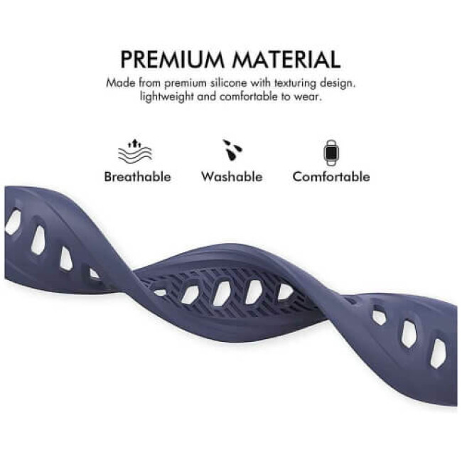 Ремінець AhaStyle Premium Silicone Rugged Design Band for Apple Watch 42/44/45 mm Midnight Blue