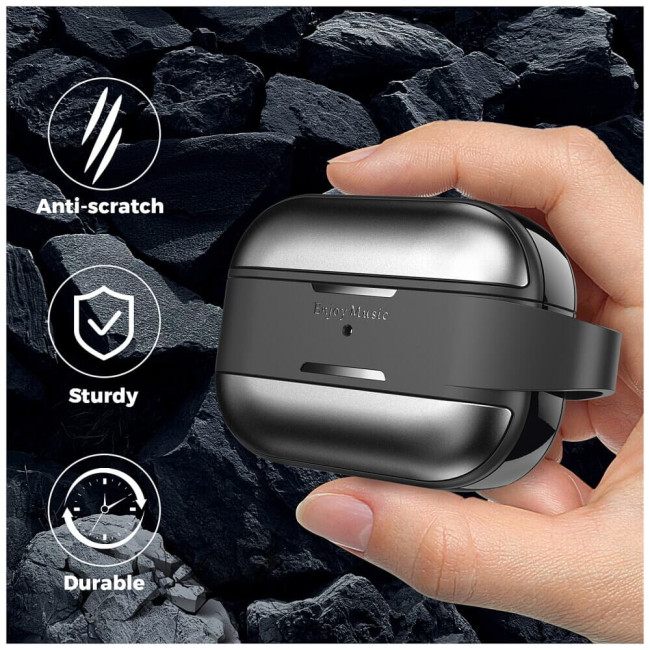 Чохол AhaStyle Premium TPU Case for AirPods Pro 2 with Carabiner Dark Grey (CP-WG75-PRO2-DG)