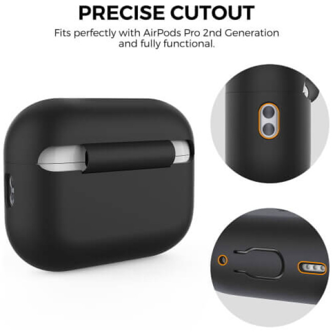 Чохол для навушників AhaStyle Silicone Case for AirPods Pro 2 with strap Black (X003E43NDL)