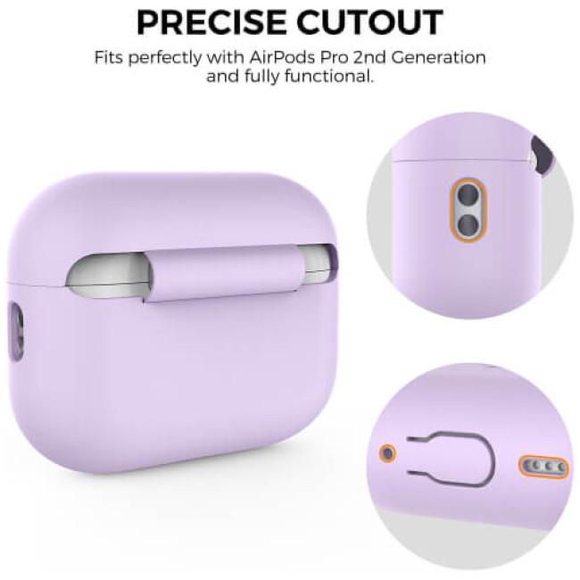 Чохол для навушників AhaStyle Silicone Case for AirPods Pro 2 with strap Lavender (X003E43NBX)