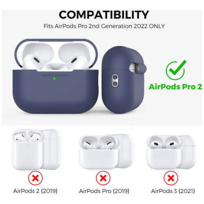 Чохол для навушників AhaStyle Silicone Case for AirPods Pro 2 with strap Midnight Blue (X003E41MYN)