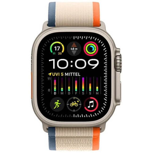 Ремінець Apple Watch 49mm Trail Loop Orange/Beige M/L (MT5X3)