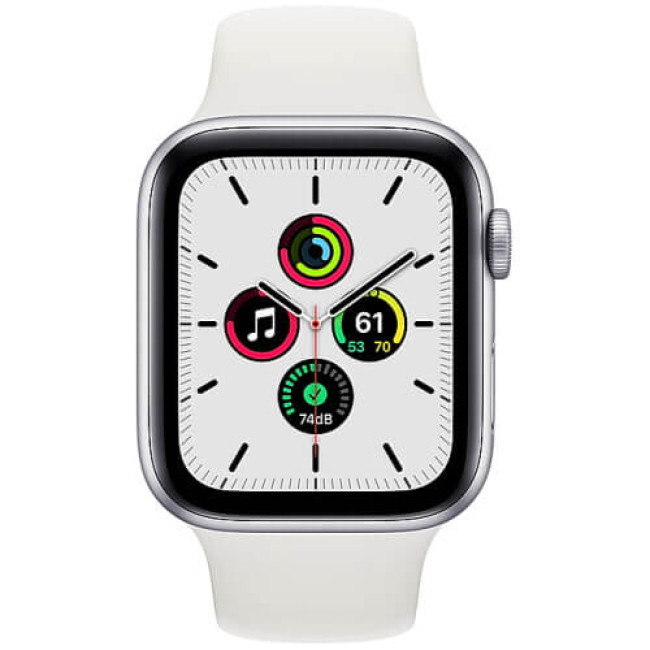Apple WATCH SE 44mm Silver Aluminium Case with White Sport Band (MYDQ2)