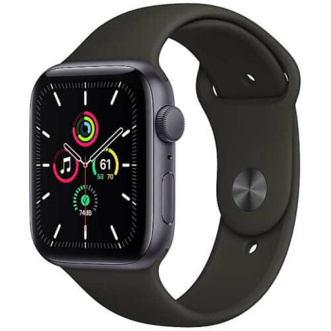 Apple WATCH SE 44mm Space Gray Aluminium Case with Black Sport Band (MYDT2)