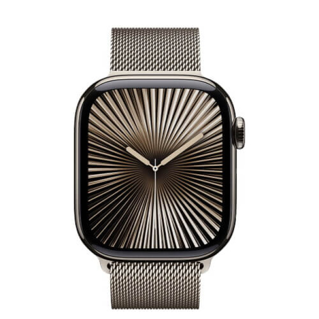 Apple Watch Series 10 42mm Natural Titanium Case with Natural Milanese Loop (MWXF3)