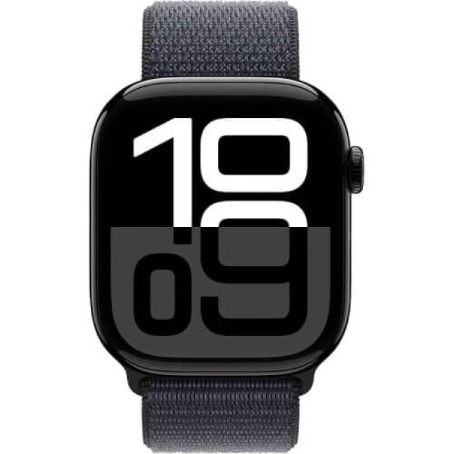 Apple Watch Series 10 GPS + Cellular 42mm Jet Black Aluminium Case with Ink Sport Loop (MWX83)