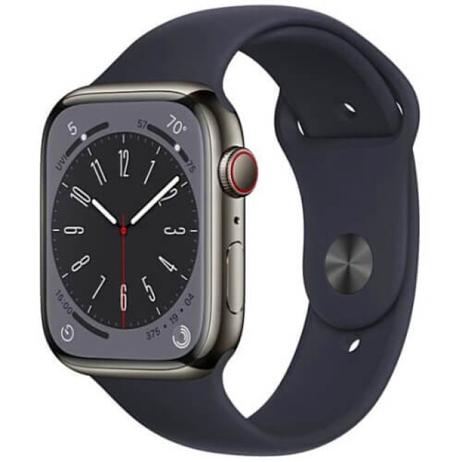 Apple WATCH Series 8 45mm Graphite Stainless Steel Case with Midnight Sport Band (MNKU3)