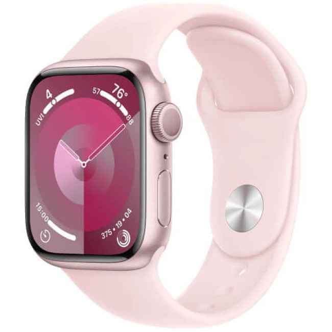 Apple WATCH Series 9 41mm Pink Aluminium Case with Light Pink Sport Band S M MR933 eStore