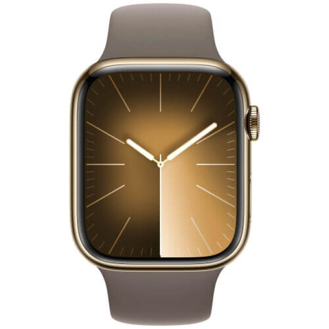 Apple Watch Series 9 GPS + Cellular 45mm Gold Stainless Steel Case with Clay Sport Band M/L (MRMT3)