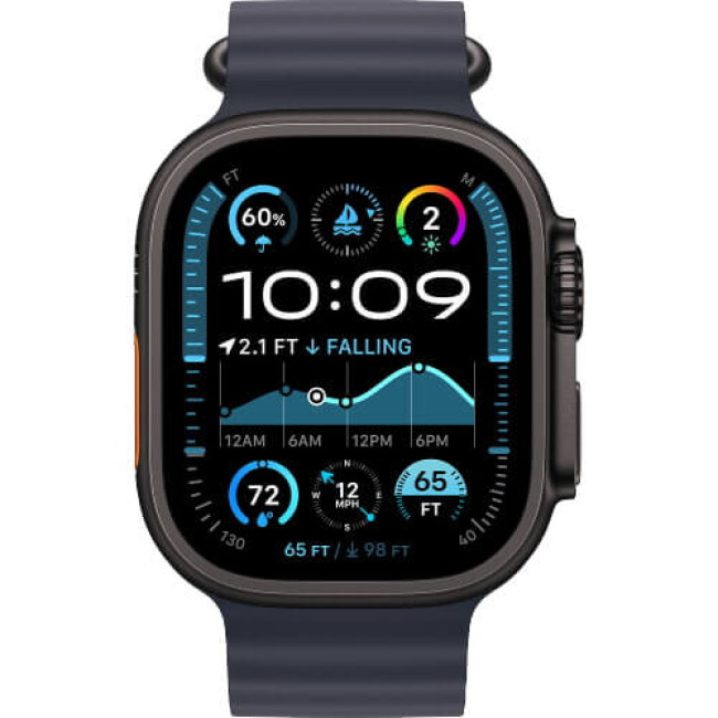 Apple Watch Ultra 2 Black Titanium Case with Navy Ocean Band (MYPA3)