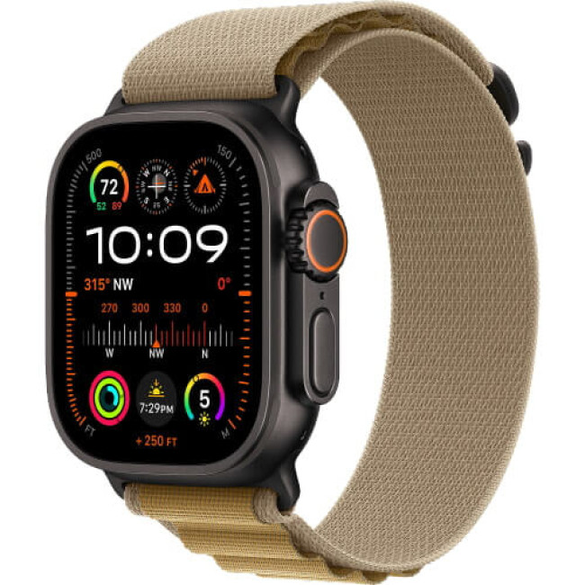 Apple Watch Ultra 2 Black Titanium Case with Tan Alpine Loop Small (MYQ03)