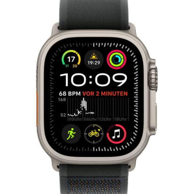 Apple Watch Ultra 2 Natural Titanium Case with Black Trail Loop S/M (MXTQ3)