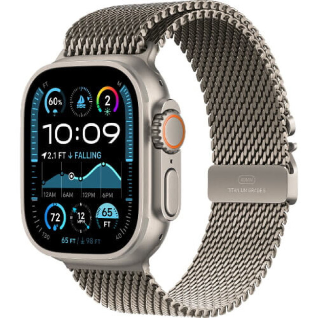 Apple Watch Ultra 2 Natural Titanium Case with Natural Titanium Milanese Loop Small (MX4M3)